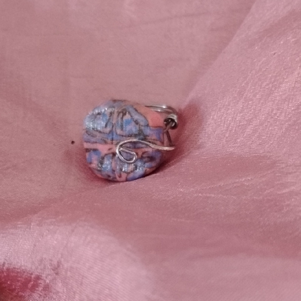 Hand Crafted Artistic Pink and Blue Ring